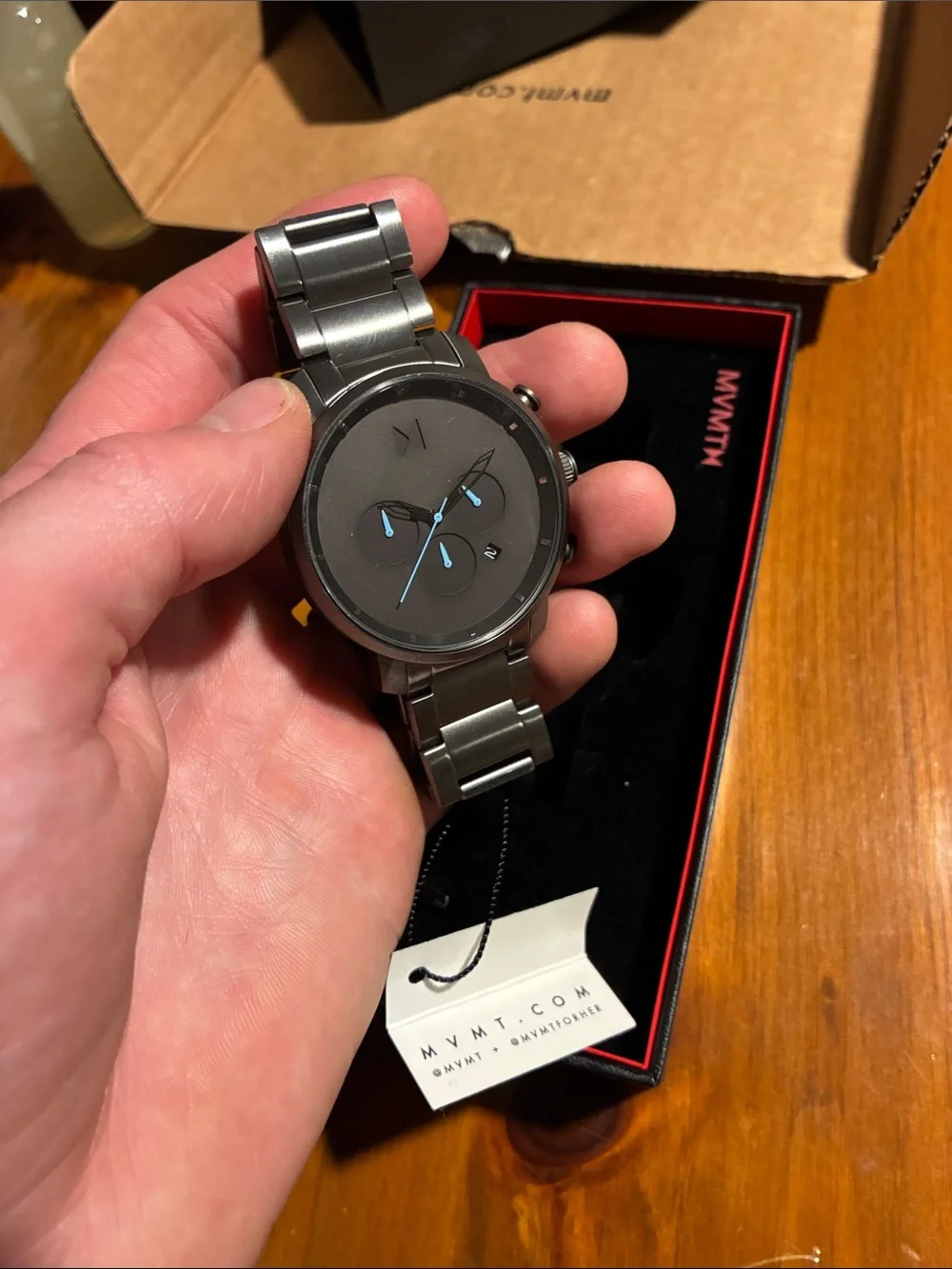 MVMT Men’s Gunmetal Watch with Blue Accent Hands